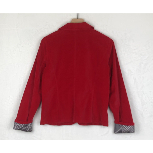SUNDANCE 100% Cotton Velvet Blazer Sz 4 Red Contast Cuff Preppy Academia Classic - Picture 2 of 13